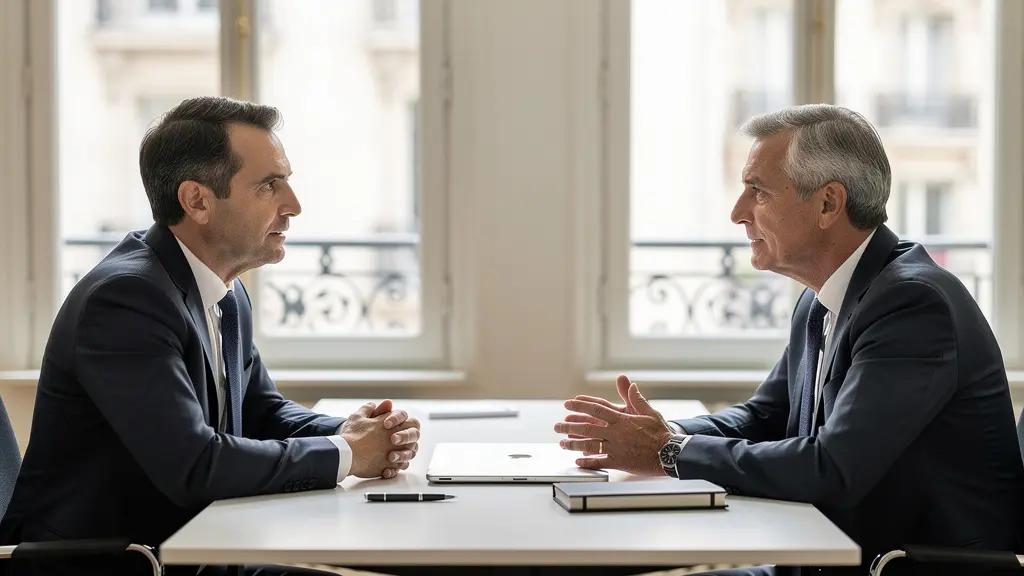 Avocat en droit du travail consultant un client dans un cabinet parisien moderne