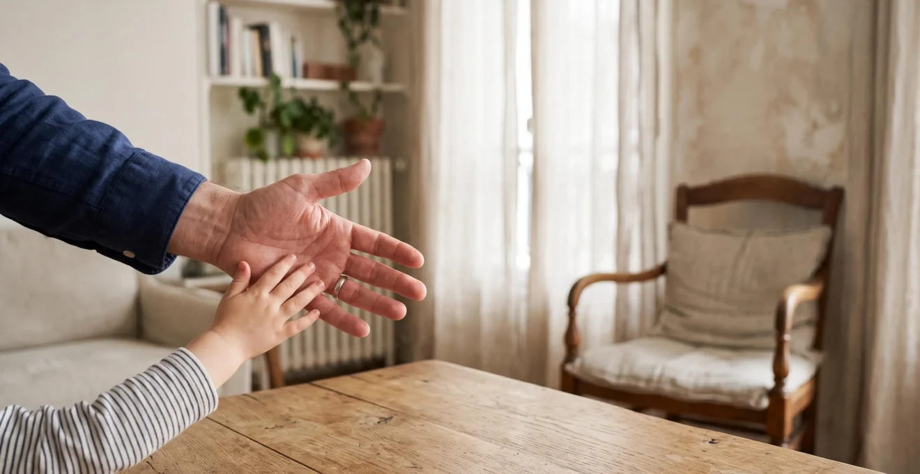 Symbole du lien familial se construisant pas a pas dans le cadre d'une adoption en France