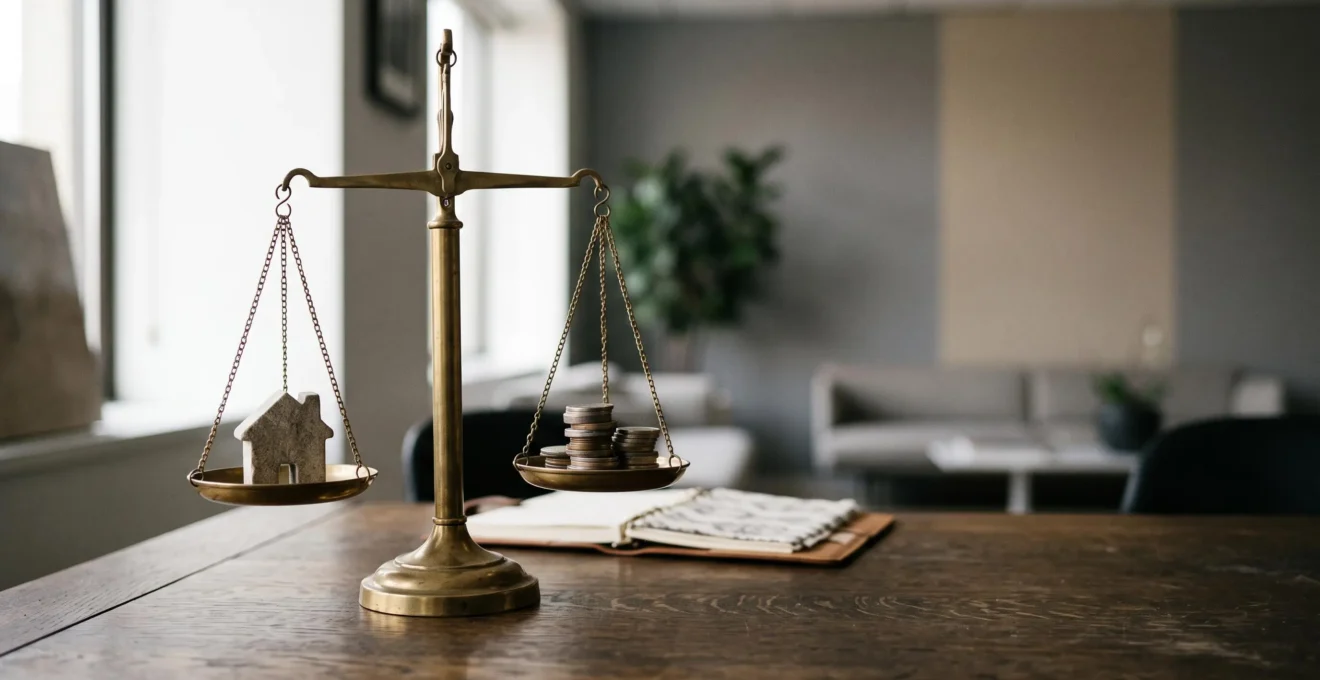 Balance symbolique représentant l'équilibre entre statut juridique et protection du patrimoine personnel de l'entrepreneur