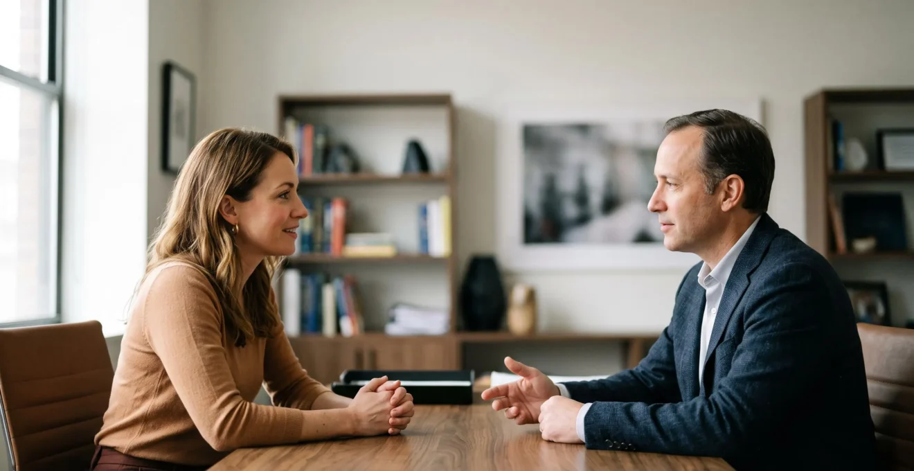 Une personne en consultation avec un avocat spécialisé pour résoudre un problème juridique