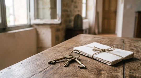 Clés et documents de location symbolisant l'identification du type de bail et les droits du locataire
