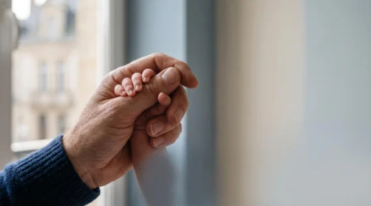 Main d'un parent tenant délicatement la main d'un nouveau-né, symbole du lien de filiation juridique en France